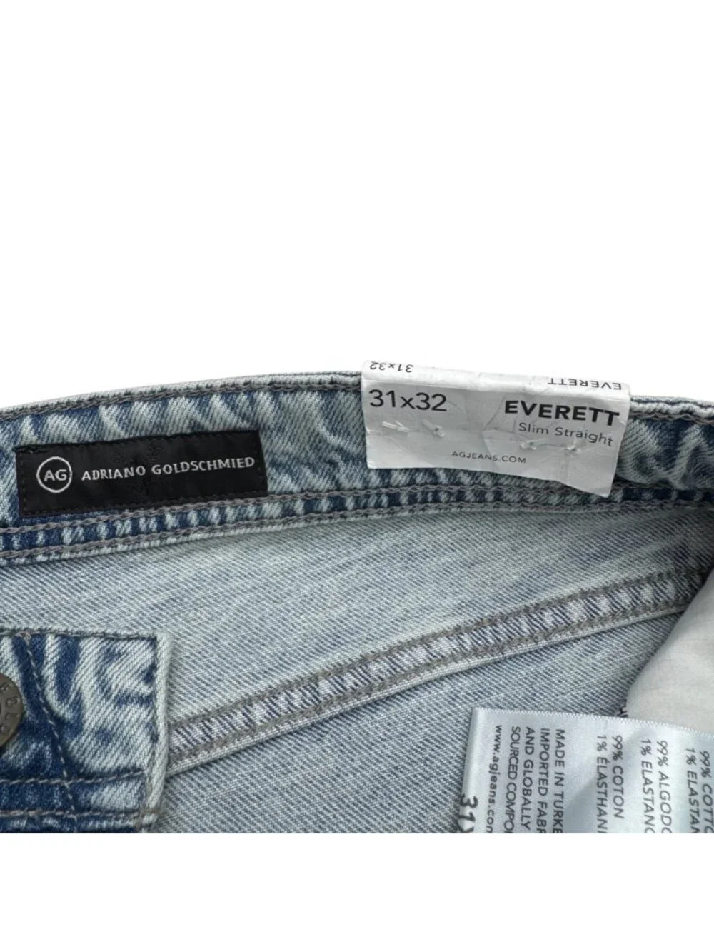 NWT AG Everett Men's Slim Straight Mid Rise Light Wash Jeans, Size 31x32